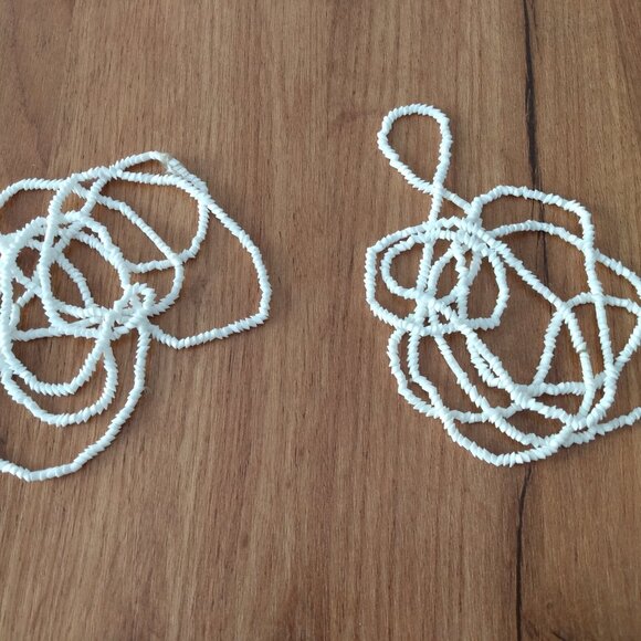 Vintage Milk Glass Necklaces 2 Strands White Penne Seed Beads Pointed Cylinders - Picture 2 of 7